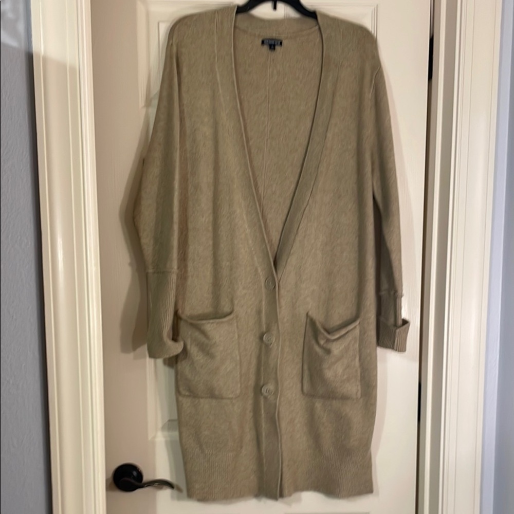 WhoWhatWear Beige Long Cardigan, size Large